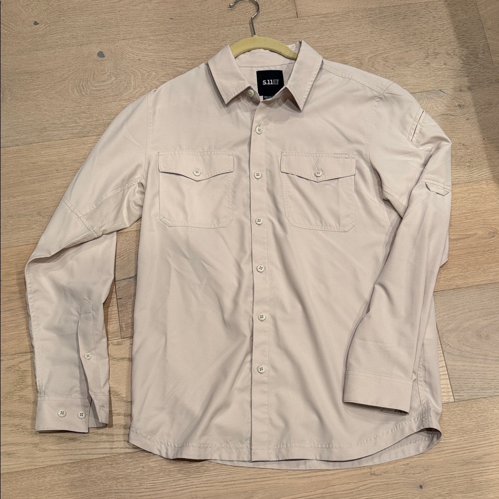 5.11 Tactical Light Tan Button-Up Shirt UPF 50+